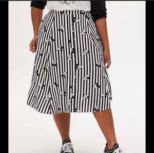 Torrid Minnie & Mickey Striped Midi Skirt